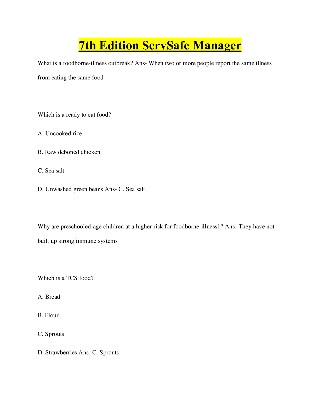 Preview image for 7th Edition ServSafe Manager